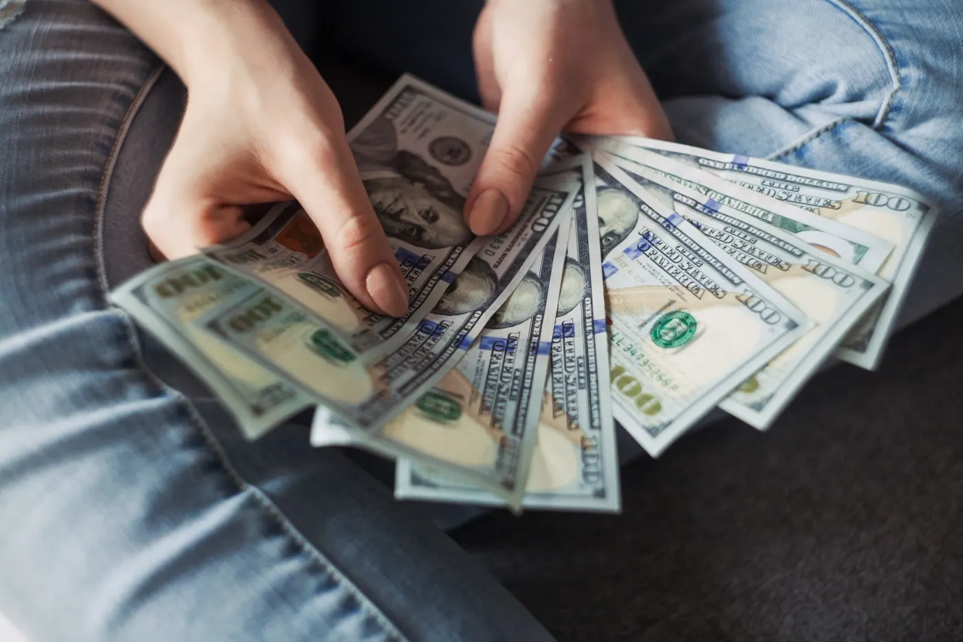A fan of dollar bills